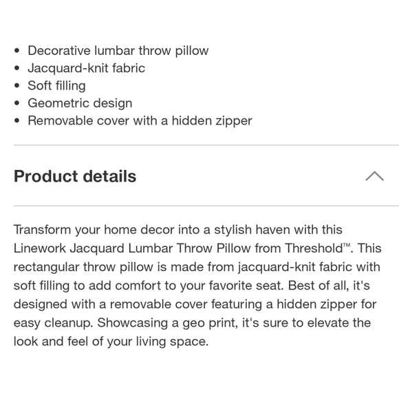 Threshold NWT Linework Jacquard Lumbar Pillow in Black/Cream - Picture 5 of 6